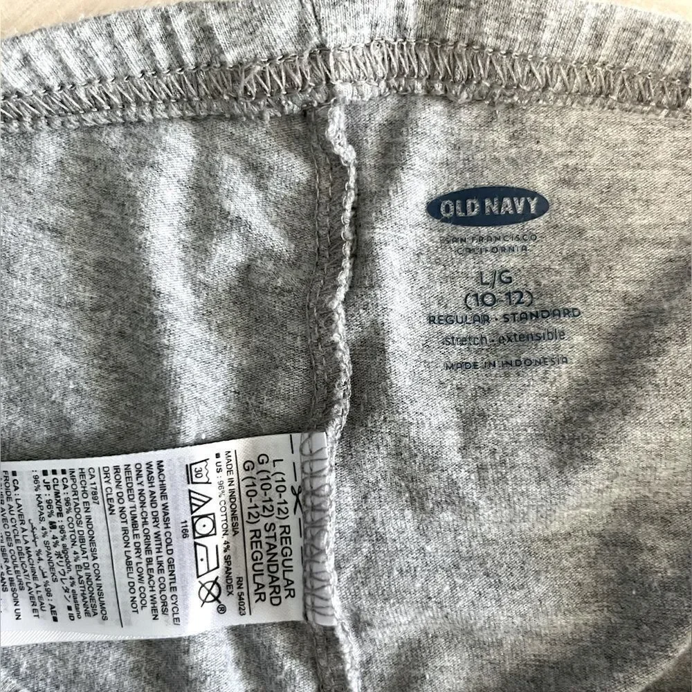 🌴Old Navy Full Length Basic Heather Grey Leggings Girls 10/12 Cotton